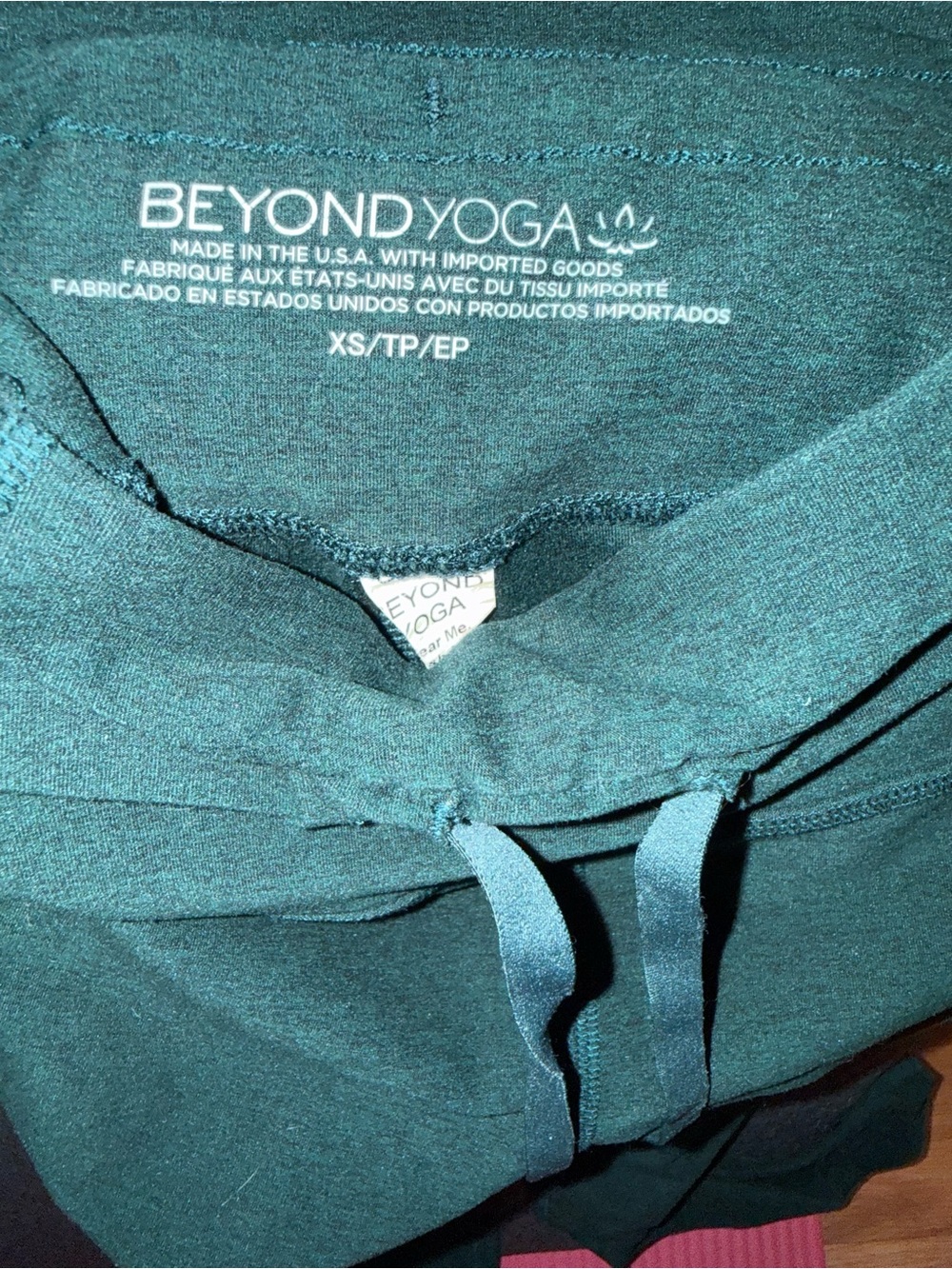 Beyond Yoga Teal Drawstring Waist Leggings XS